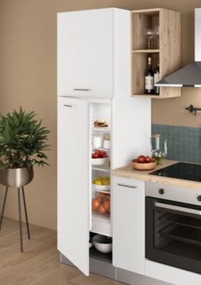 Cuisine complète pré-montée All In Urban décor bois et blanc mat L. 255 cm avec électroménager