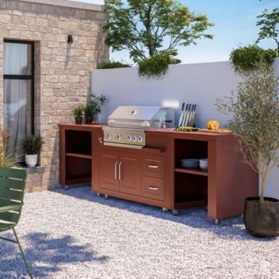 Cuisine d'extérieur 3 élements avec barbecue brique  Oviala