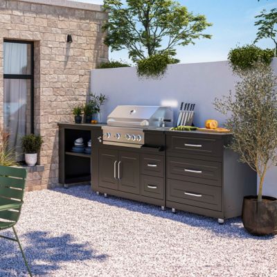 Cuisine d'extérieur 3 modules avec barbecue  Oviala