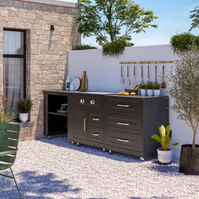 Cuisine d'extérieur 3 modules avec gazinière  Oviala