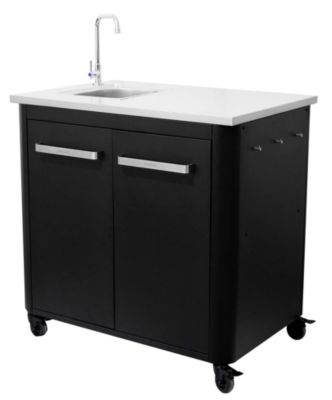 Cuisine d'extérieur Cozze® 90 avec évier, robinet et plan de travail en inox H.90 cm