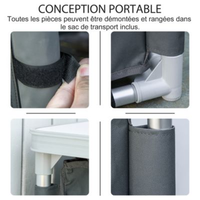 Cuisine de camping - armoire de camping - plan de travail, nombreux rangements, sac transport inclus - armature alu. Oxford gris