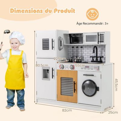 Kit Cuisine pour Enfants avec Ustensiles, Lumière, Son et Vapeur d'Eau Réalistes, Cuisine Enfant