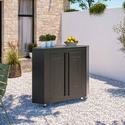 Cuisine extérieure en métal avec 3 modules évier et barbecue  Oviala