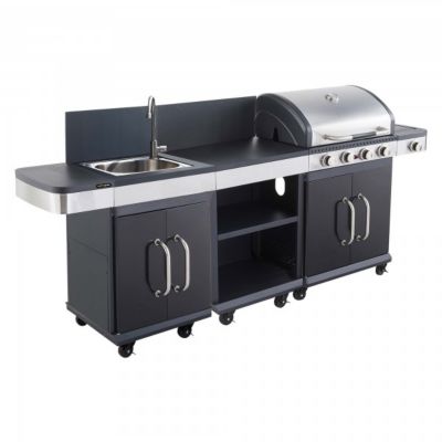Cuisine extérieure à gaz Fidgi 4 avec évier desserte 4 brûleurs 14500 watts pour 10 personnes
