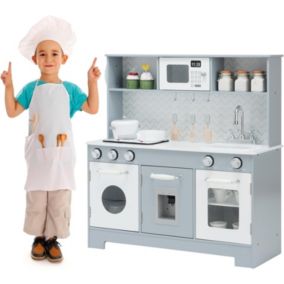 Cuisine pour Enfants avec Fonction Lumière Cuisinière Distributeur Eau Réfrigérateur Rangements Inclus