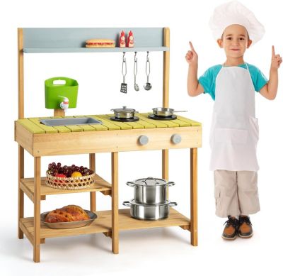 Cuisine extérieure à suspendre en bois fsc® + accessoires gris - Roba