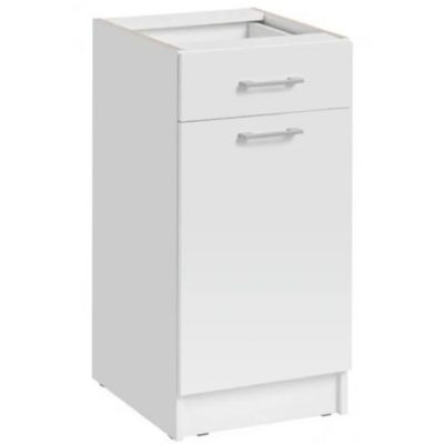 Cuisineandcie - Meuble bas de cuisine Eco Blanc 1 porte 1 tiroir L 40 cm