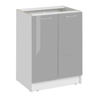 Cuisineandcie - Meuble bas de cuisine Eco Gris Brillant 2 portes L 60 cm