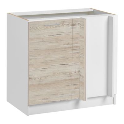 Cuisineandcie - Meuble d'angle bas Eco Noyer blanchi 1 porte, L 105 cm