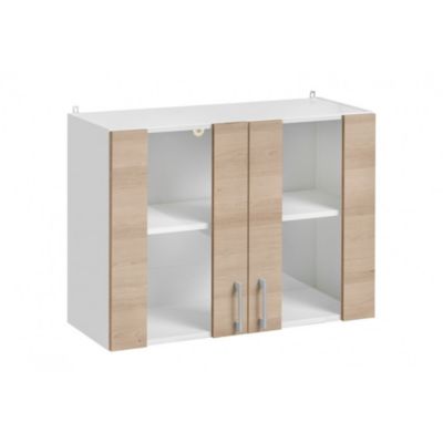 Cuisineandcie - Meuble haut de cuisine Eco Chene Naturel 2 portes vitrées L 80 cm