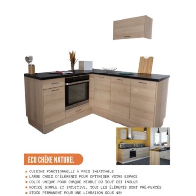 Cuisineandcie - Meuble haut de cuisine Eco Chene Naturel 2 portes vitrées L 80 cm