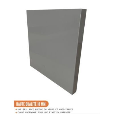 Cuisineandcie - Meuble haut de cuisine Eco Gris Brillant 2 portes vitrées L 80 cm