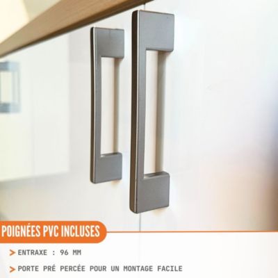 Cuisineandcie - Meuble sous-évier Eco Blanc Brillant 2 portes L 80 cm