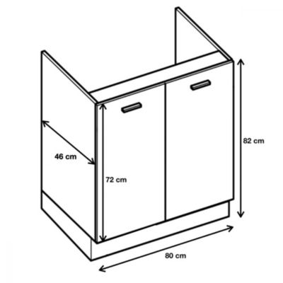 Cuisineandcie - Meuble sous-évier Eco Noyer Blanchi 2 portes L 80 cm