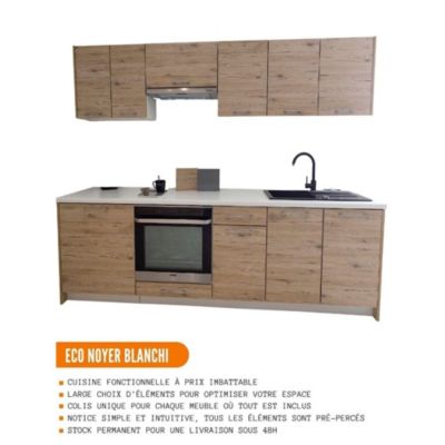 Cuisineandcie - Meuble sous-évier Eco Noyer Blanchi 2 portes L 80 cm