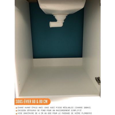 Cuisineandcie - Meuble sous-évier Eco Noyer Blanchi 2 portes L 80 cm