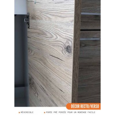 Cuisineandcie - Meuble sous-évier Eco Noyer Blanchi 2 portes L 80 cm