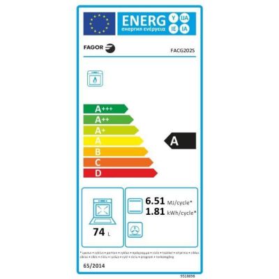 Cuisinière gaz 74l 4 feux gris/noir Fagor FACG202S