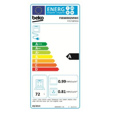 Cuisinière induction 72l 3 feux blanc Beko FSE68302MWC
