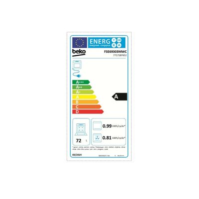 Cuisinière induction 72l 3 feux blanc Beko FSE68302MWC