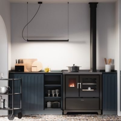 Cuisinière à bois noir Frida 80 Feepoint