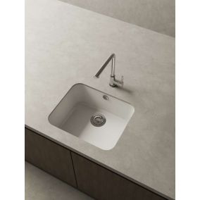 Cuve sous plan POALGI, GANDIA 194, Granit, Blanc Snow, 54 cm, 1 bac