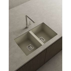 Cuve sous plan POALGI, ZIE 184, Granit, Beige Pumice, 75 cm, 2 bacs