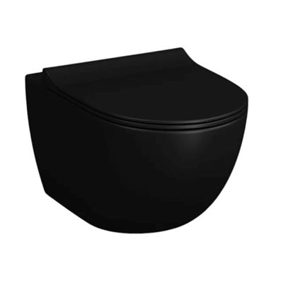 Cuvette suspendue sans bride VitrA Sento noir mat + abattant frein de chute déclipsable