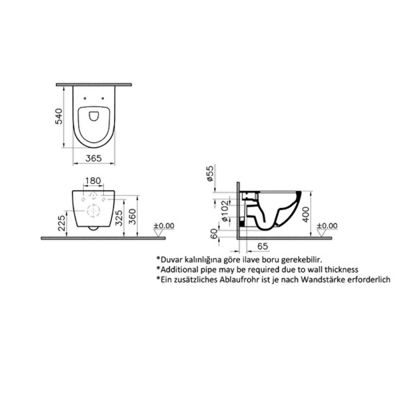 Cuvette suspendue sans bride VitrA Sento noir mat + abattant frein de chute déclipsable
