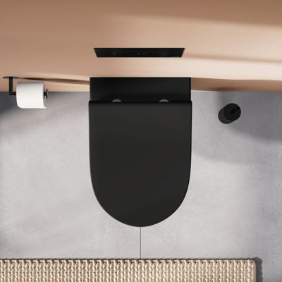 Cuvette suspendue sans bride VitrA Sento noir mat + abattant frein de chute déclipsable