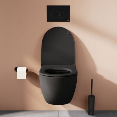 Cuvette suspendue sans bride VitrA Sento noir mat + abattant frein de chute déclipsable