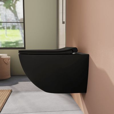 Cuvette suspendue sans bride VitrA Sento noir mat + abattant frein de chute déclipsable