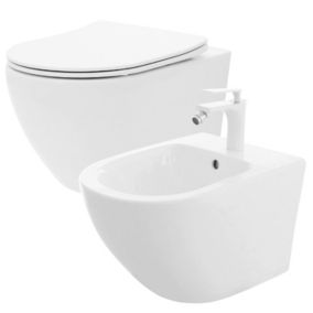 Cuvette Wc Rea Carlo Mini Flat White + Bidet Carlo Mini