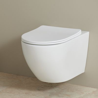 Cuvette WC suspendu blanc mat 54 cm sans bride fixations invisibles - Cyrus