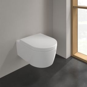 Cuvette WC suspendu en céramique blanche et abattant fermeture ralentie, Villeroy & Boch Avento