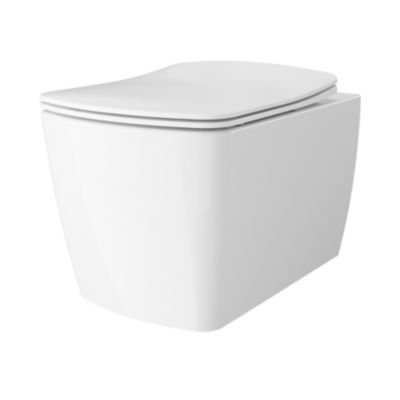 Cuvette WC suspendu en céramique, l.36 x H.35,5 x P.50 cm, blanc, GoodHome Levanna