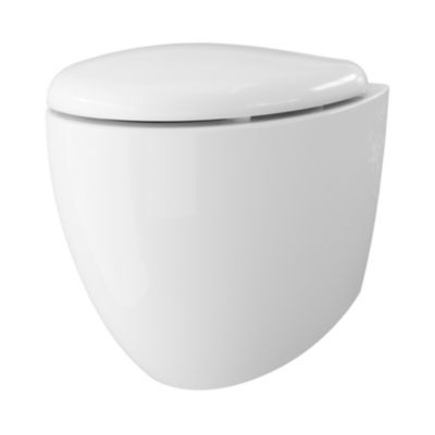 Cuvette WC suspendu en céramique, l.37,5 x H.36,5 x P.50 cm, blanc, GoodHome Kentia