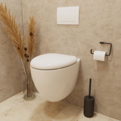 Cuvette WC suspendu en céramique, l.37,5 x H.36,5 x P.50 cm, blanc, GoodHome Kentia