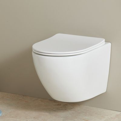 Cuvette WC suspendu gain de place 49 cm sans bride blanc brillant - Corolla