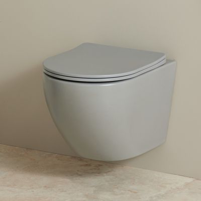 Cuvette WC suspendu gain de place 49 cm sans bride gris mat - Corolla