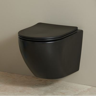 Cuvette WC suspendu gain de place 49 cm sans bride noir mat - Corolla