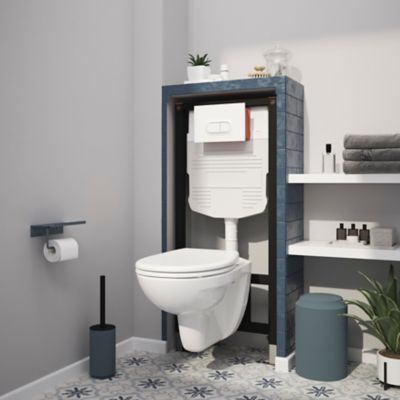 Cuvette WC suspendu GoodHome Lagon en céramique avec abattant