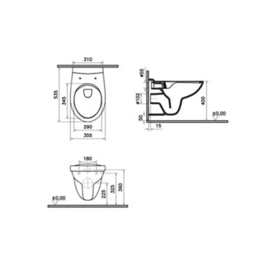 Cuvette WC suspendu GoodHome Lagon en céramique avec abattant duroplast blanc