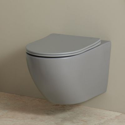 Cuvette WC suspendu gris mat 54 cm sans bride fixations invisibles - Cyrus
