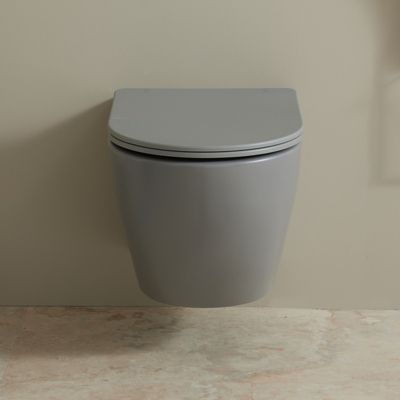 Cuvette WC suspendu gris mat 54 cm sans bride fixations invisibles - Cyrus