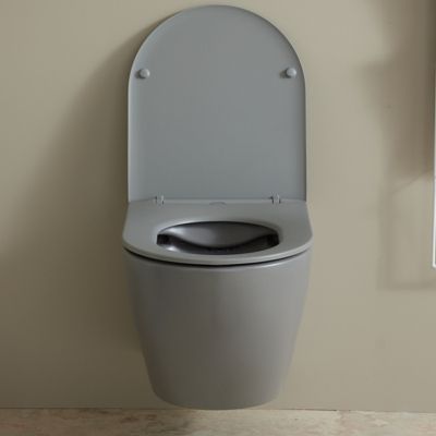Cuvette WC suspendu gris mat 54 cm sans bride fixations invisibles - Cyrus