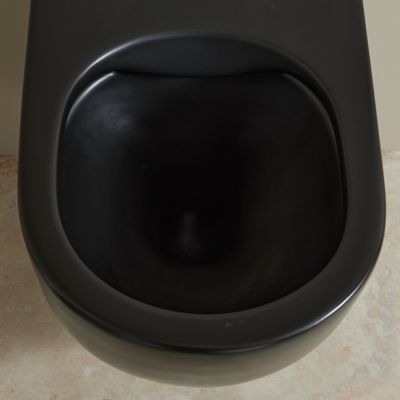 Cuvette WC suspendu noir mat 54 cm sans bride fixations invisibles - Cyrus
