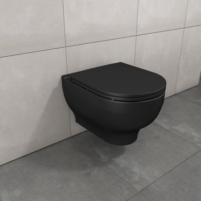 Cuvette WC suspendu sans bride GoodHome Cavally coloris noir