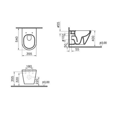 Cuvette WC suspendu sans bride VitrA Integra blanc avec abattant frein de chute